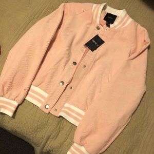 Soft Velvet Pink Varsity Jacket